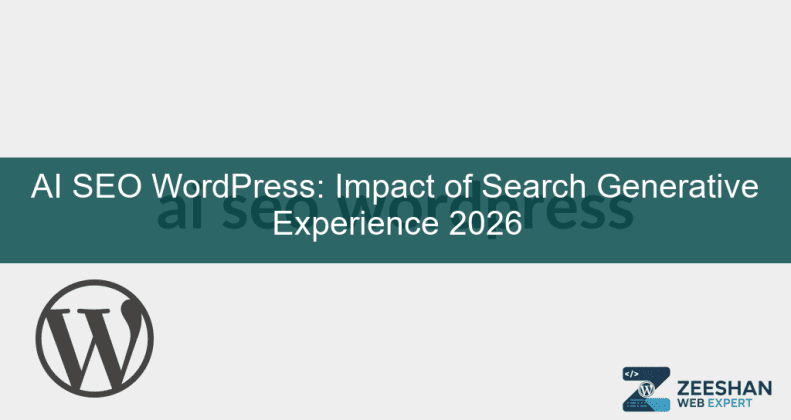 ai seo wordpress - A modern laptop displaying a WordPress site being analyzed by an AI-powered search interface.