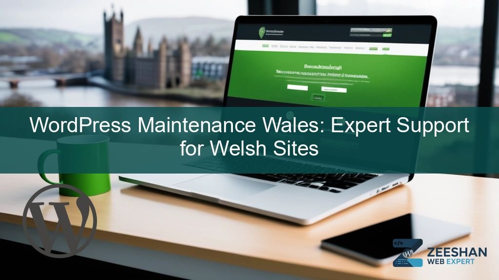 wordpress maintenance wales — a professional developer reviewing a business website in a Cardiff-based office.