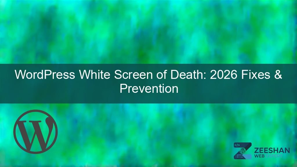 wordpress white screen of death — a blank white browser window showing a website error on a laptop screen
