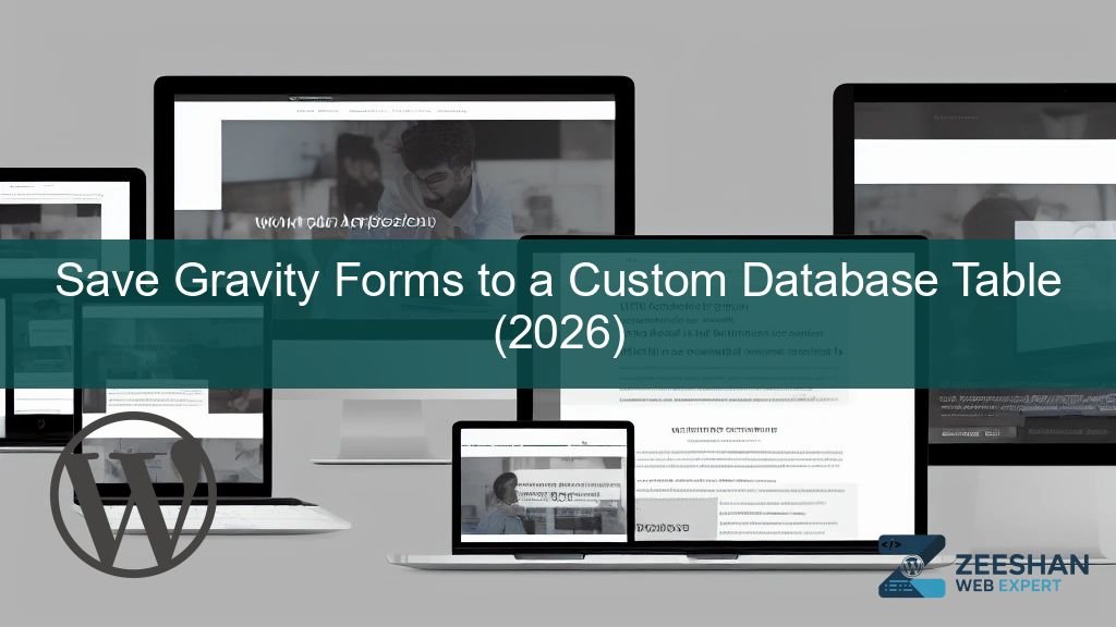 gravity forms custom database — a laptop displaying a clean SQL database table next to a WordPress dashboard