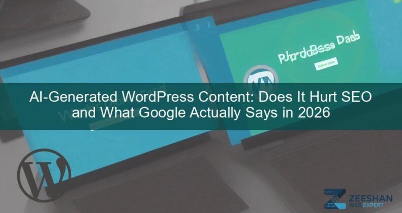 ai content wordpress seo — developer reviewing site health dashboard on laptop