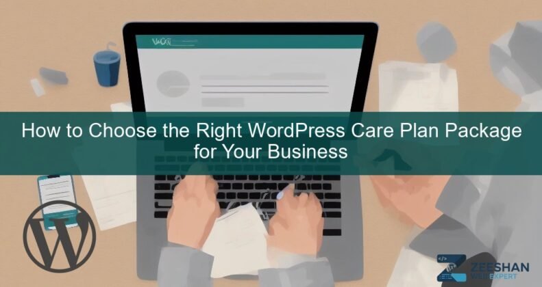 wordpress care plan packages — business owner reviewing website maintenance report on laptop