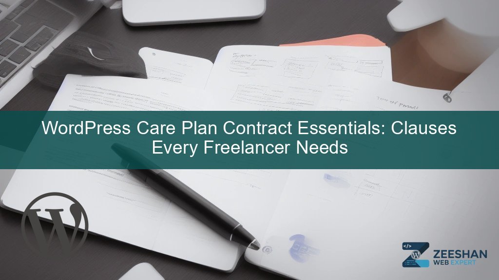 wordpress care plan — developer reviewing contract on laptop