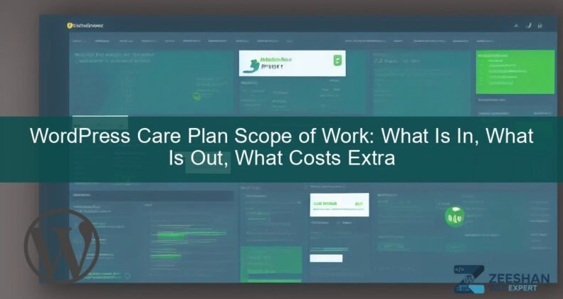 wordpress care plan packages — developer reviewing site health dashboard on laptop