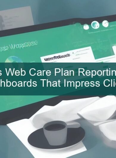 wordpress web care plan — dashboard showing website health and security