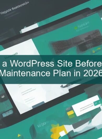 wordpress maintenance plan — developer reviewing site health dashboard on laptop