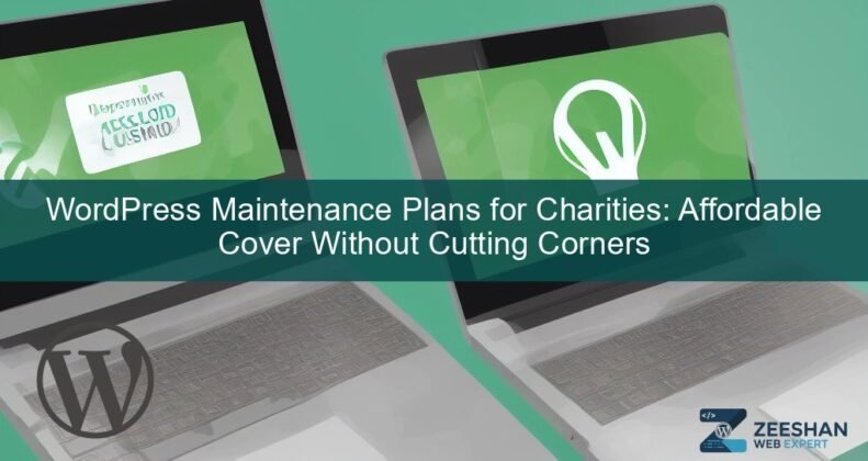 wordpress maintenance plans — charity website on laptop with secure lock icon