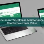 wordpress maintenance plan — developer reviewing site health dashboard on laptop
