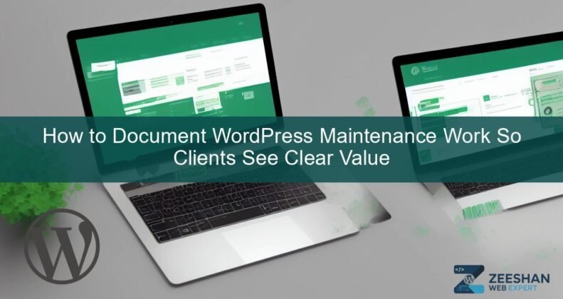 wordpress maintenance plan — developer reviewing site health dashboard on laptop