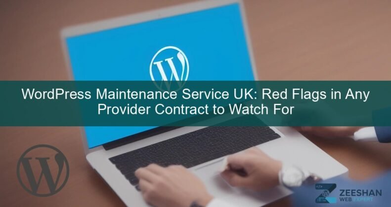 wordpress maintenance service uk — expert reviewing contract terms on laptop