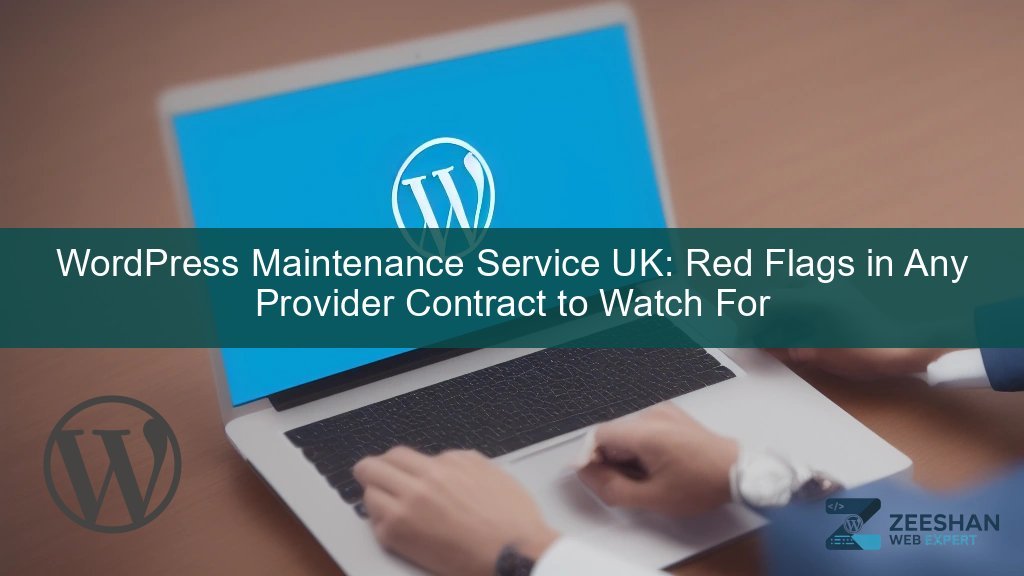 wordpress maintenance service uk — expert reviewing contract terms on laptop