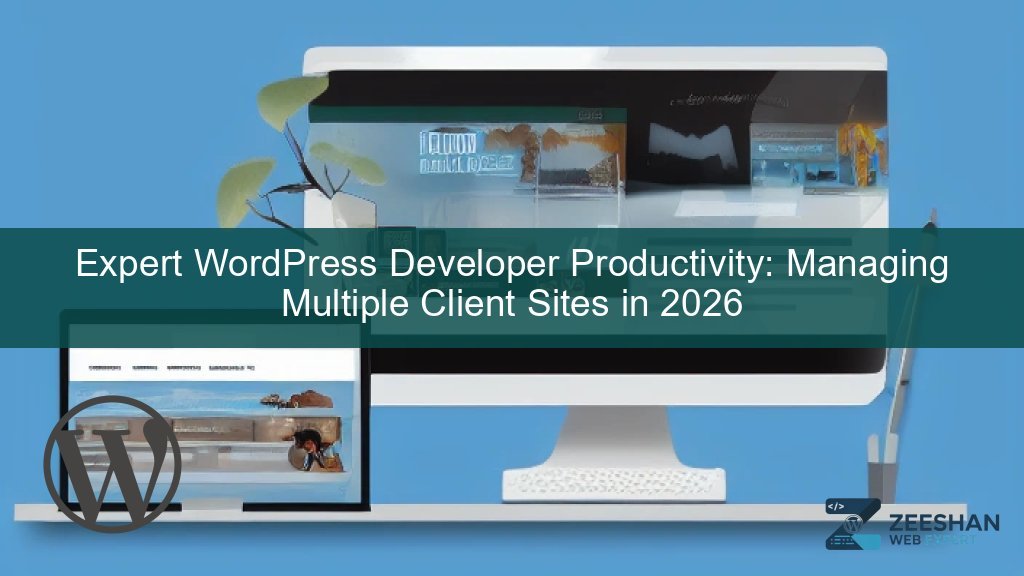 WordPress developer managing multiple client sites on a desktop