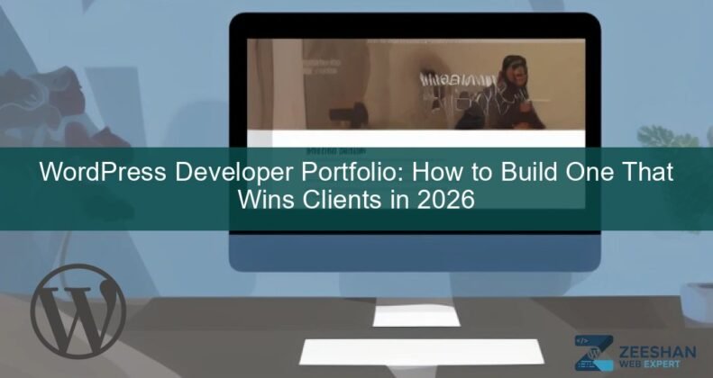 A professional WordPress developer portfolio website on a laptop screen in 2026